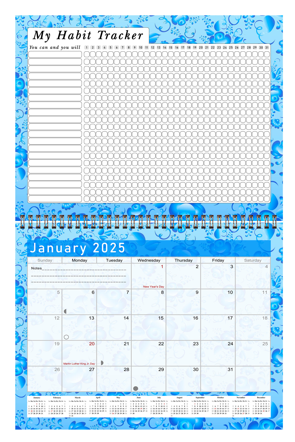 2025 Monthly Desktop/Wall Calendar/Planner - Habit Tracker - (Edition #19)