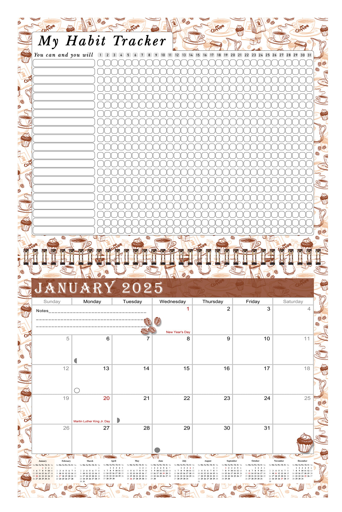 2025 Monthly Desktop/Wall Calendar/Planner - Habit Tracker - (Edition #30)