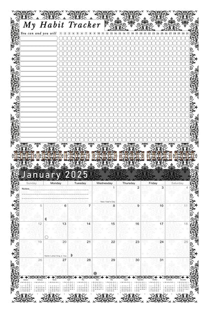 2025 Monthly Desktop/Wall Calendar/Planner - Habit Tracker - (Edition #08)