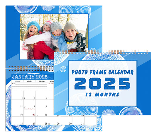 2025 Photo Frame Wall Spiral-bound Calendar (Add Your Own Photos) - 12 Months Desktop/Wall Calendar/Planner - (Edition #02).