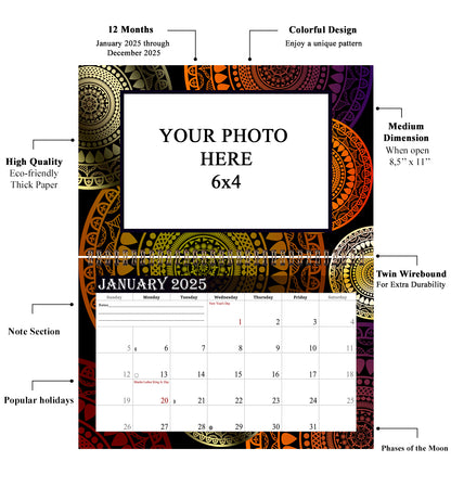 2025 Photo Frame Wall Spiral-bound Calendar (Add Your Own Photos) - 12 Months Desktop/Wall Calendar/Planner - (Edition #16)