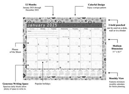 2024-2025 Magnetic/Desk Calendar - Desktop/Wall Calendar/Planner B&W- #020