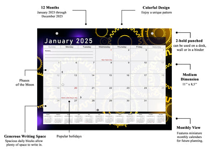 2025 Monthly Magnetic/Desk Calendar - 12 Months Desktop/Wall Calendar/Planner - (Edition #09)