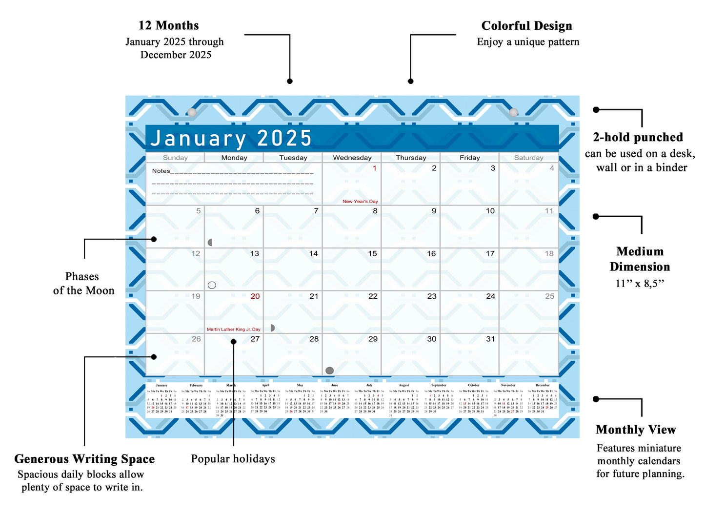 2025 Monthly Magnetic/Desk Calendar - 12 Months Desktop/Wall Calendar/Planner - (Edition #04)