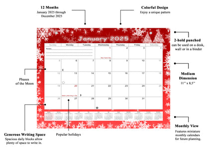 2025 Monthly Magnetic/Desk Calendar - 12 Months Desktop/Wall Calendar/Planner - (Edition #29)