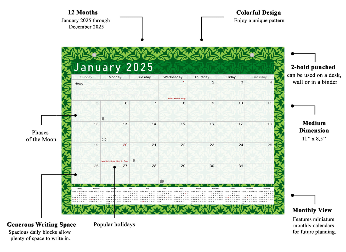 2025 Monthly Magnetic/Desk Calendar - 12 Months Desktop/Wall Calendar/Planner - (Edition #16)