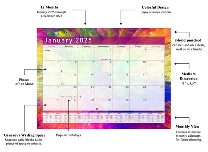 2025 Monthly Magnetic/Desk Calendar - 12 Months Desktop/Wall Calendar/Planner - (Edition #26)