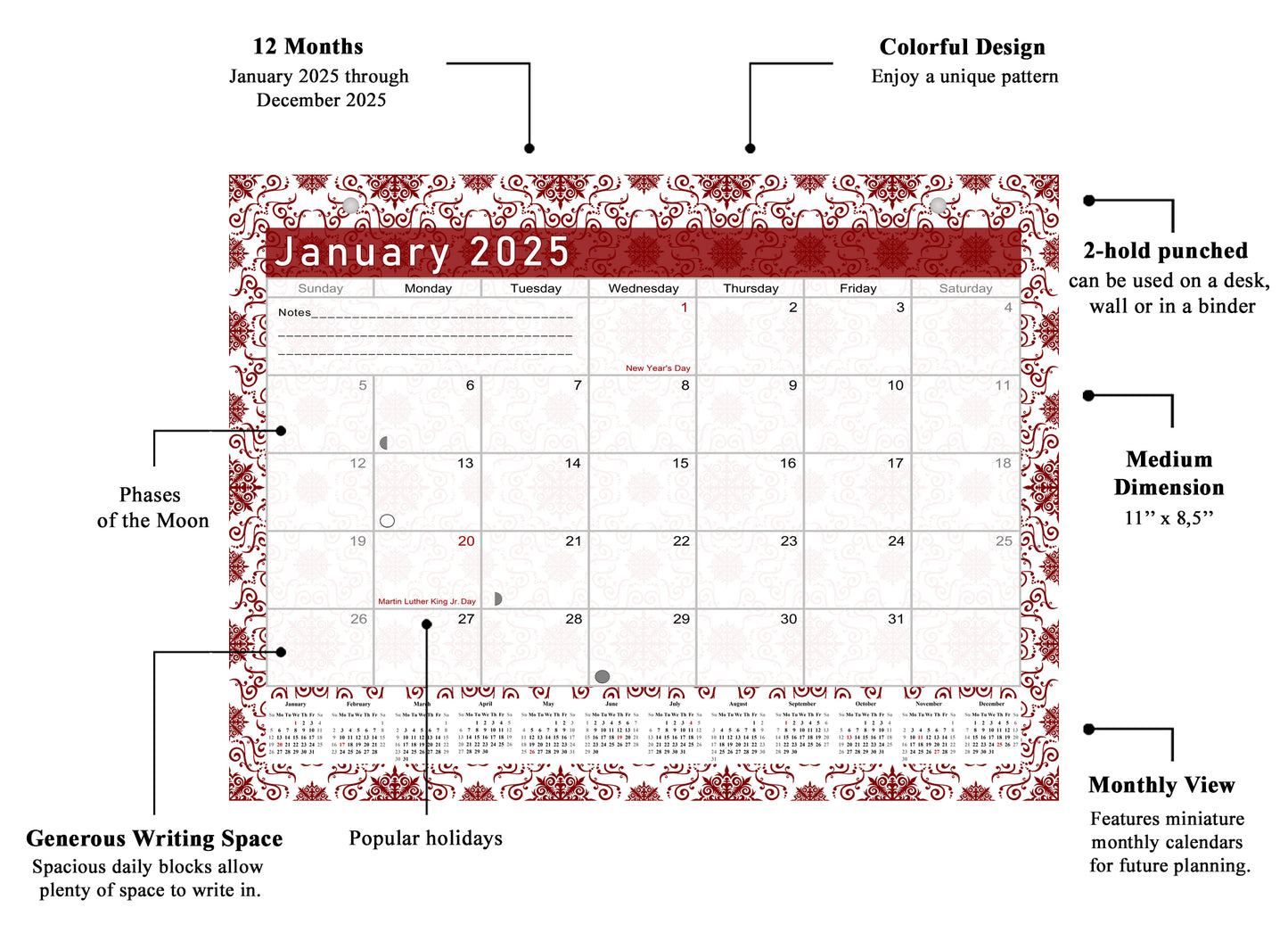 2025 Monthly Magnetic/Desk Calendar - 12 Months Desktop/Wall Calendar/Planner - (Edition #14)