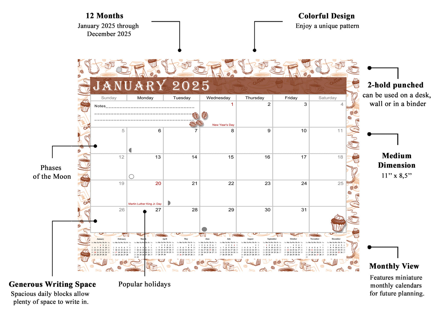 2025 Monthly Magnetic/Desk Calendar - 12 Months Desktop/Wall Calendar/Planner - (Edition #30)