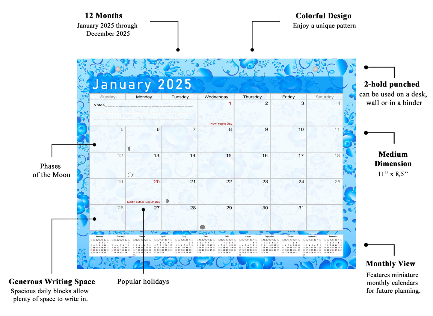 2025 Monthly Magnetic/Desk Calendar - 12 Months Desktop/Wall Calendar/Planner - (Edition #19)