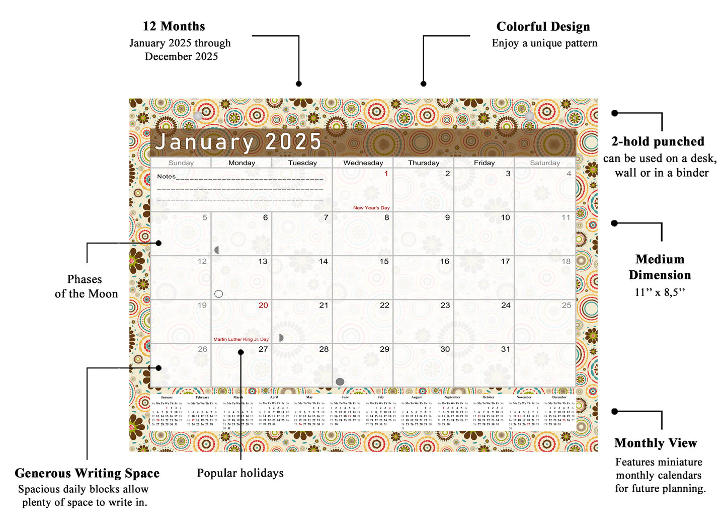 2025 Monthly Magnetic/Desk Calendar - 12 Months Desktop/Wall Calendar/Planner - (Edition #20)