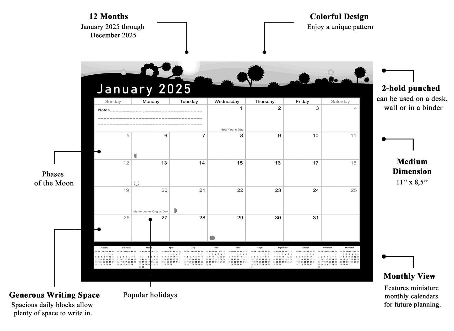 2025 Monthly Magnetic/Desk Calendar - 12 Months Desktop/Wall Calendar/Planner - (Edition #15)