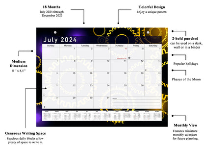 2024 - 2025 Student Calendar/Planner for 3-Ring Binder, Desk, or Wall - v009