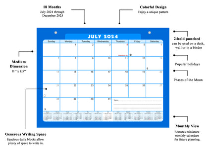 2024 - 2025 Student Calendar/Planner for 3-Ring Binder, Desk, or Wall - v006