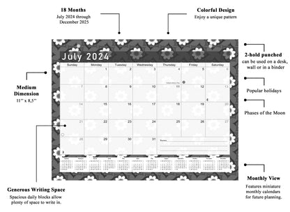 2024-2025 Magnetic/Desk Calendar - Desktop/Wall Calendar/Planner B&W- #017