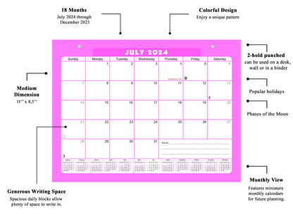 2024 - 2025 Student Calendar/Planner for 3-Ring Binder, Desk, or Wall - v007