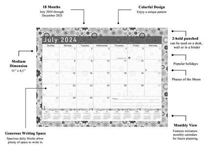 2024-2025 Magnetic/Desk Calendar - Desktop/Wall Calendar/Planner B&W- #020
