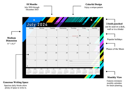 2024 - 2025 Student Calendar/Planner for 3-Ring Binder, Desk, or Wall - v013