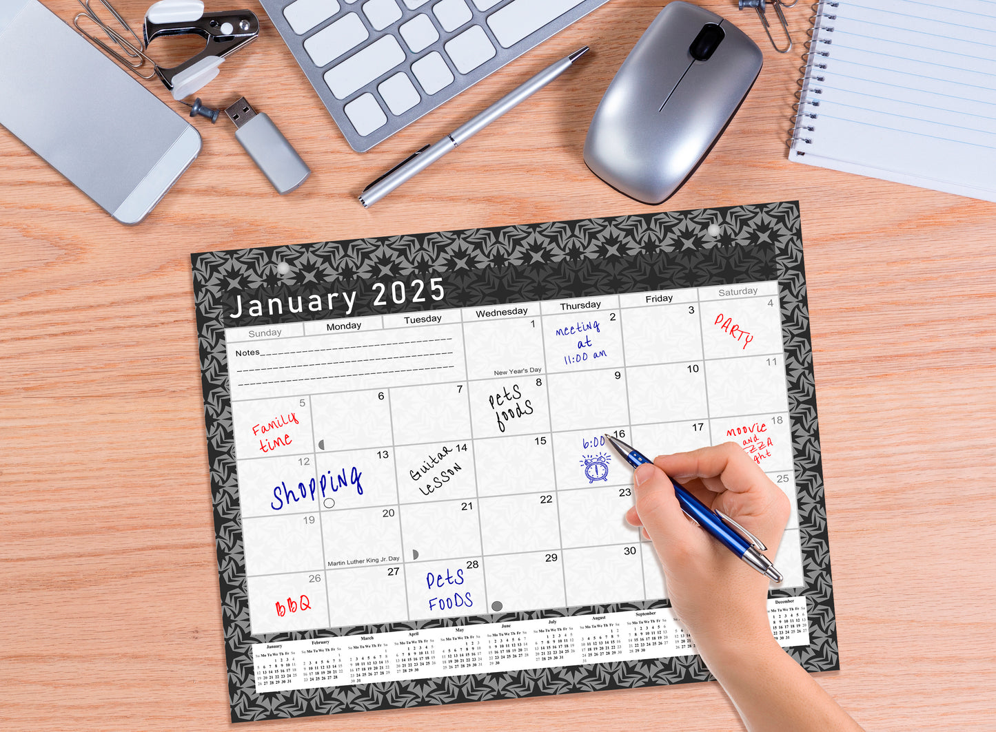 2024-2025 Magnetic/Desk Calendar - Desktop/Wall Calendar/Planner B&W- #017