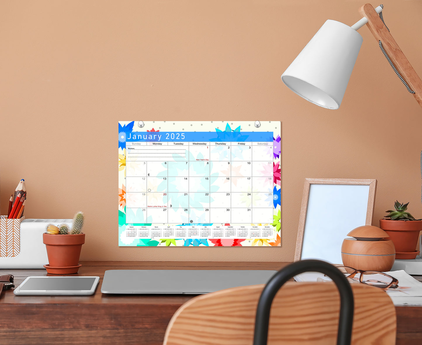 2024-2025 Monthly Magnetic/Desk Calendar - Desktop/Wall Calendar/Planner - (Flowers Edition #01)