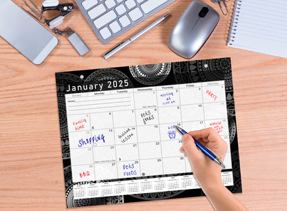 2024-2025 Magnetic/Desk Calendar - Desktop/Wall Calendar/Planner B&W- #012