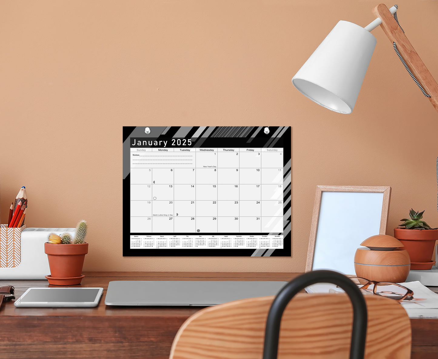 2024-2025 Magnetic/Desk Calendar - Desktop/Wall Calendar/Planner B&W- #013