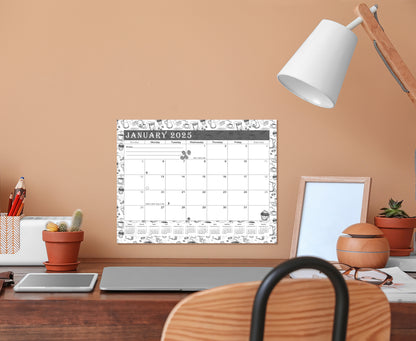 2024-2025 Magnetic/Desk Calendar - Desktop/Wall Calendar/Planner B&W- #030