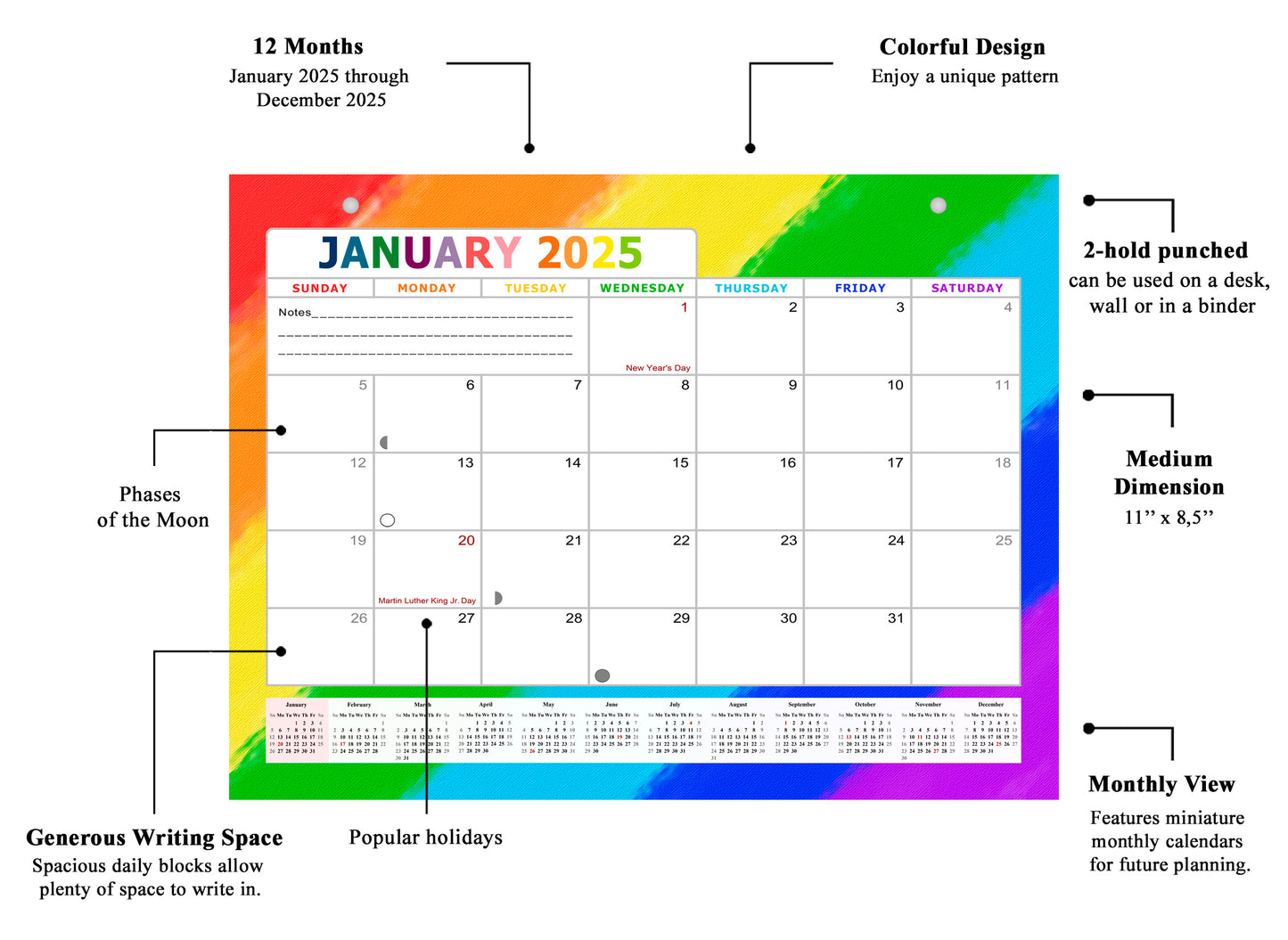 2025 Monthly Magnetic/Desk Calendar - 12 Months Desktop/Wall Calendar/Planner - (Edition #28)