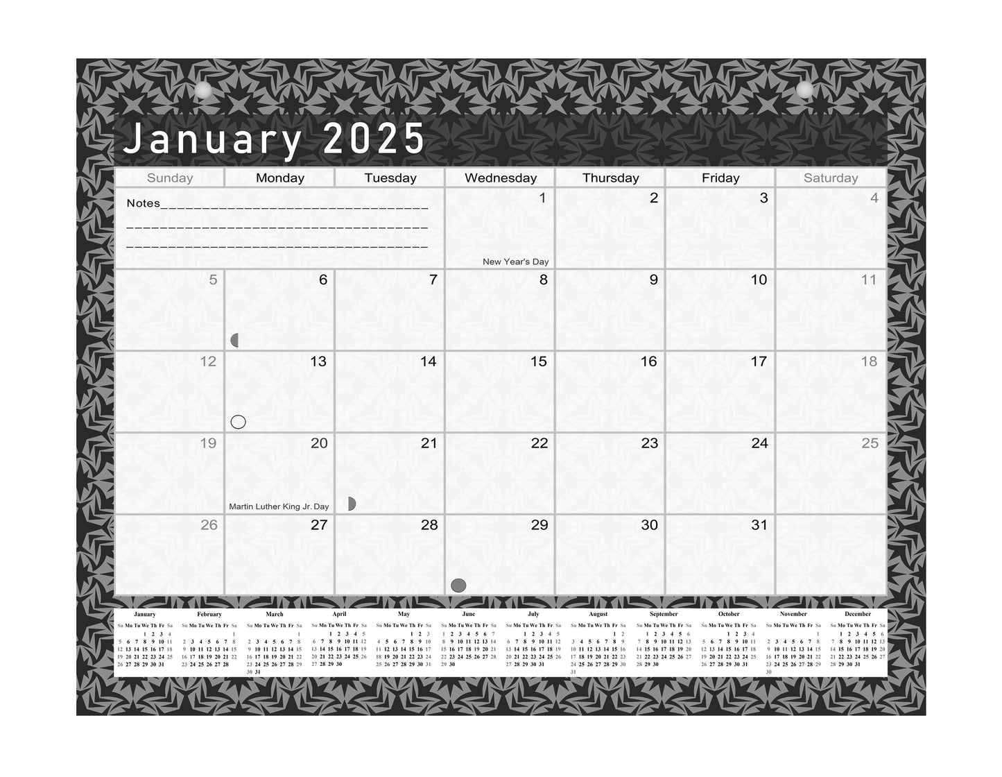 2024-2025 Magnetic/Desk Calendar - Desktop/Wall Calendar/Planner B&W- #017