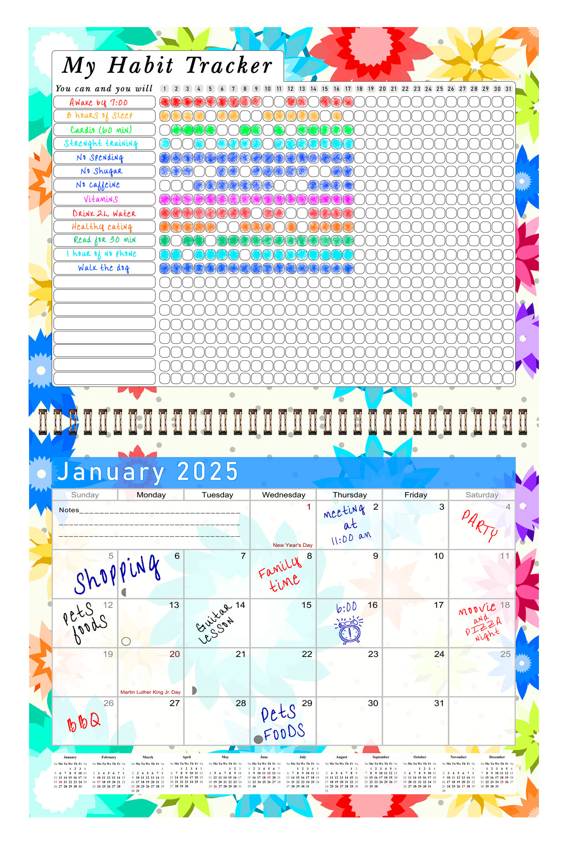 2025 Monthly Desktop/Wall Calendar/Planner - Habit Tracker - (Edition #01)