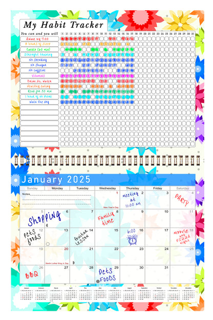 2025 Monthly Desktop/Wall Calendar/Planner - Habit Tracker - (Edition #01)