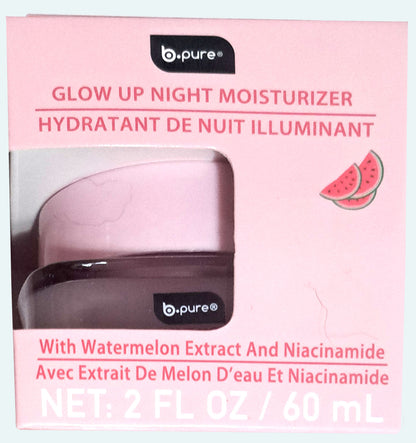 b-pure Glow Up Night Moisturizer, Serum, Toner With Watermelon Extract and Niacinamide (Set of 3 Pack)