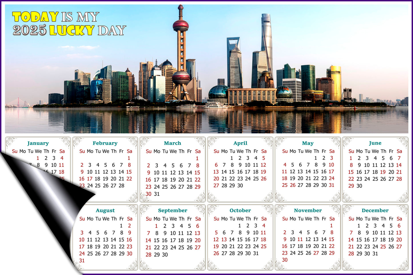 2025 Magnetic Calendar - Calendar Magnets - Today is My Lucky Day - (Shanghai)