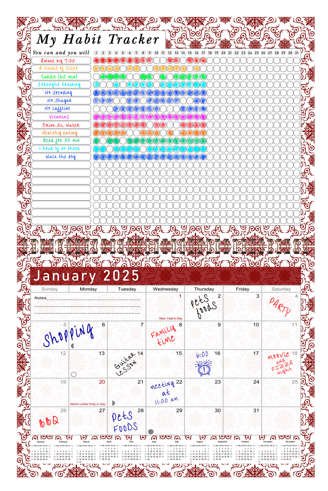 2025 Monthly Desktop/Wall Calendar/Planner - Habit Tracker - (Edition #14)