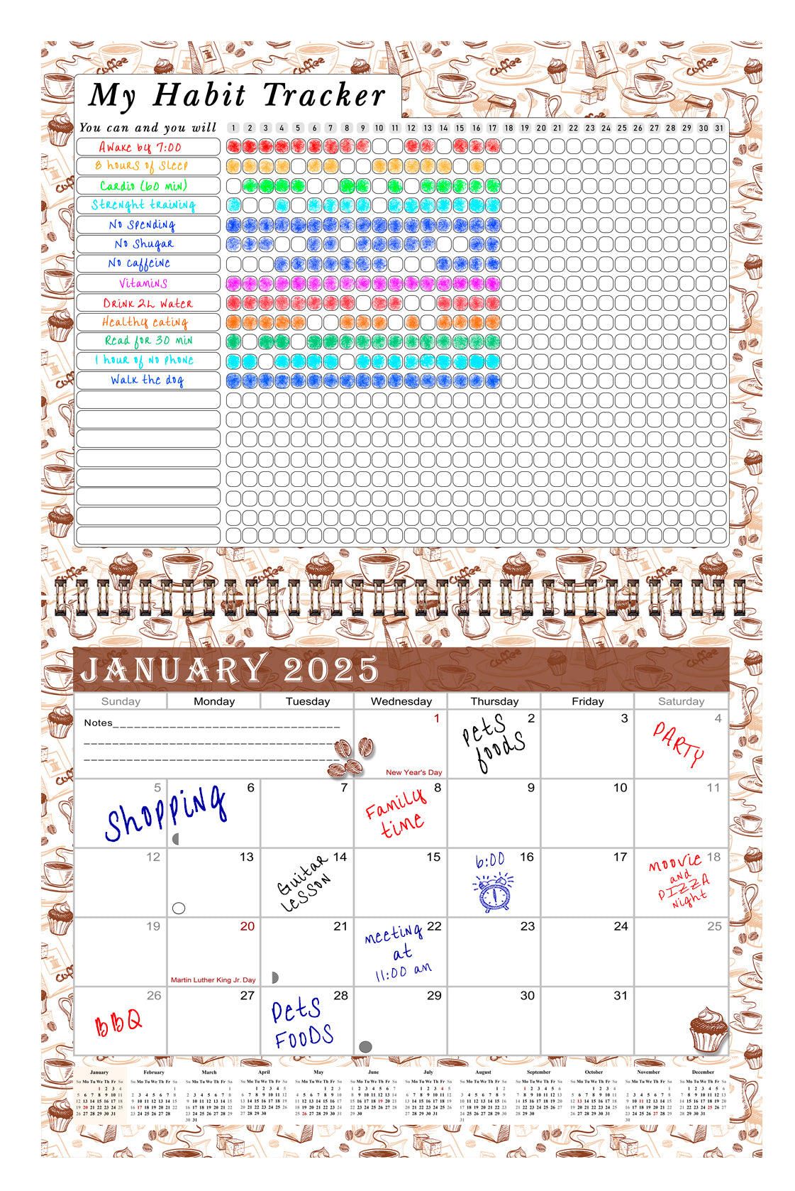 2025 Monthly Desktop/Wall Calendar/Planner - Habit Tracker - (Edition #30)