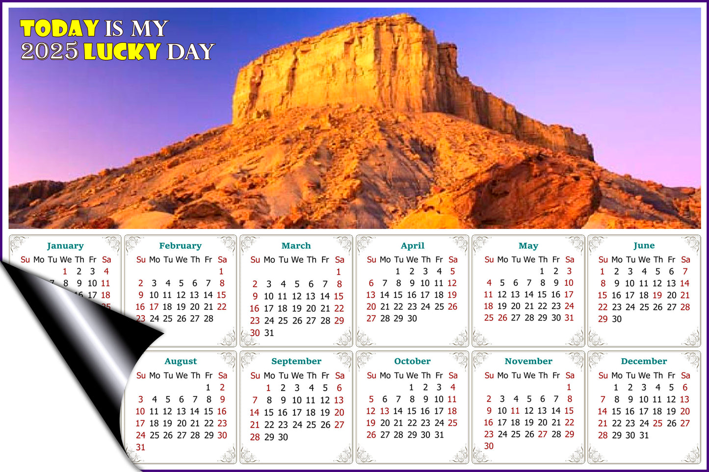 2025 Magnetic Calendar - Calendar Magnets - Today is my Lucky Day - Edition #28b