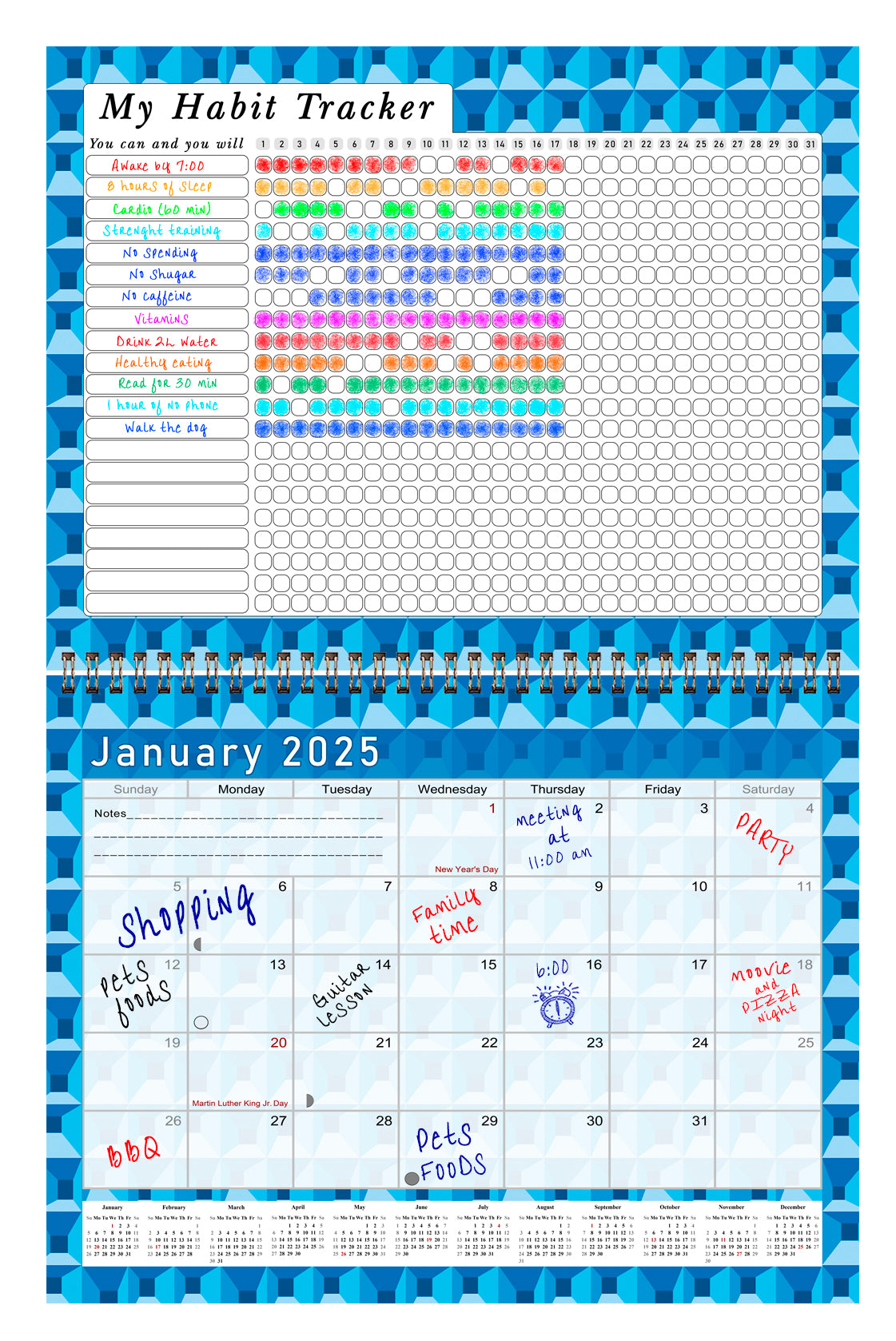 2025 Monthly Desktop/Wall Calendar/Planner - Habit Tracker - (Edition #03)