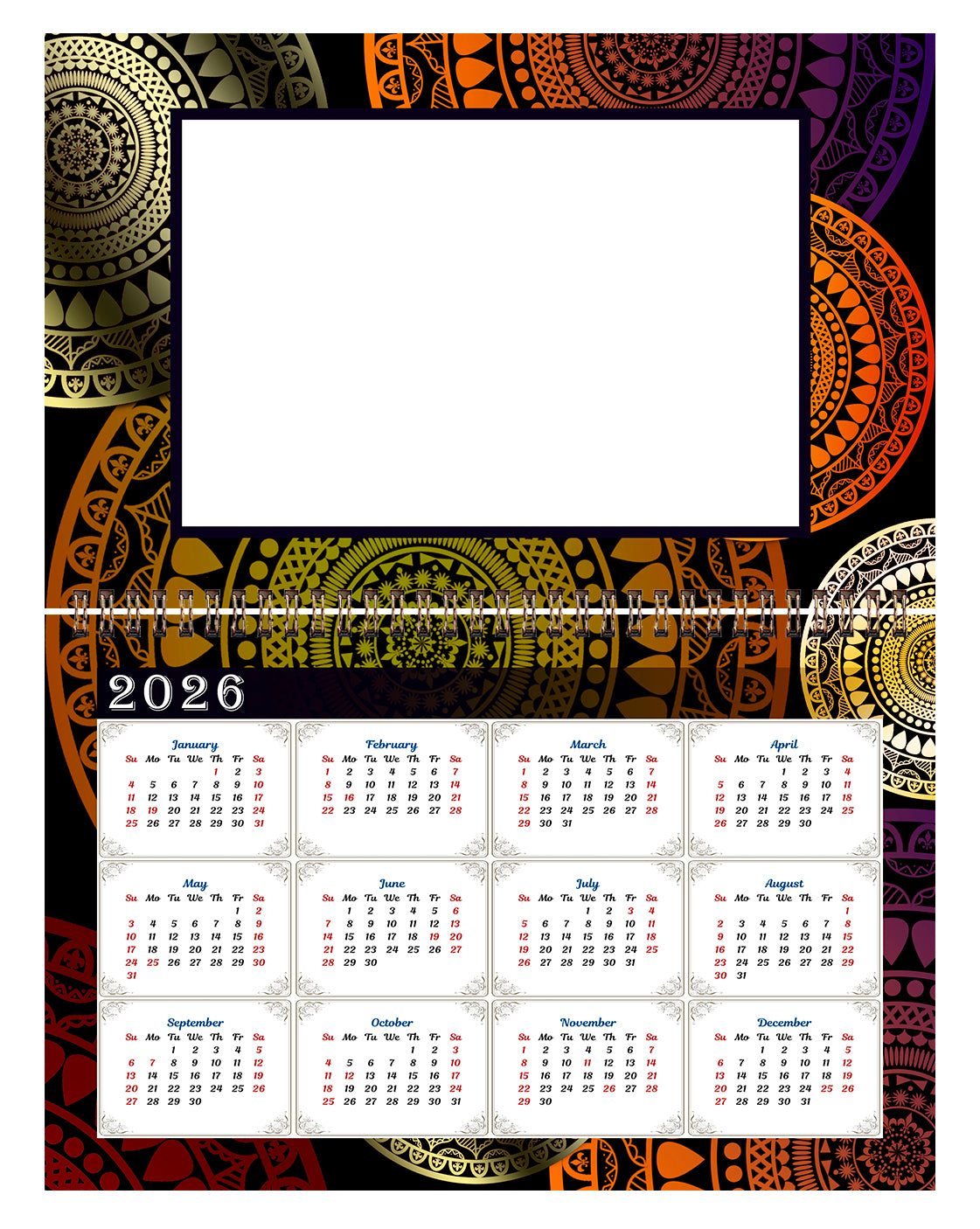 2025 Photo Frame Wall Spiral-bound Calendar (Add Your Own Photos) - 12 Months Desktop/Wall Calendar/Planner - (Edition #16)