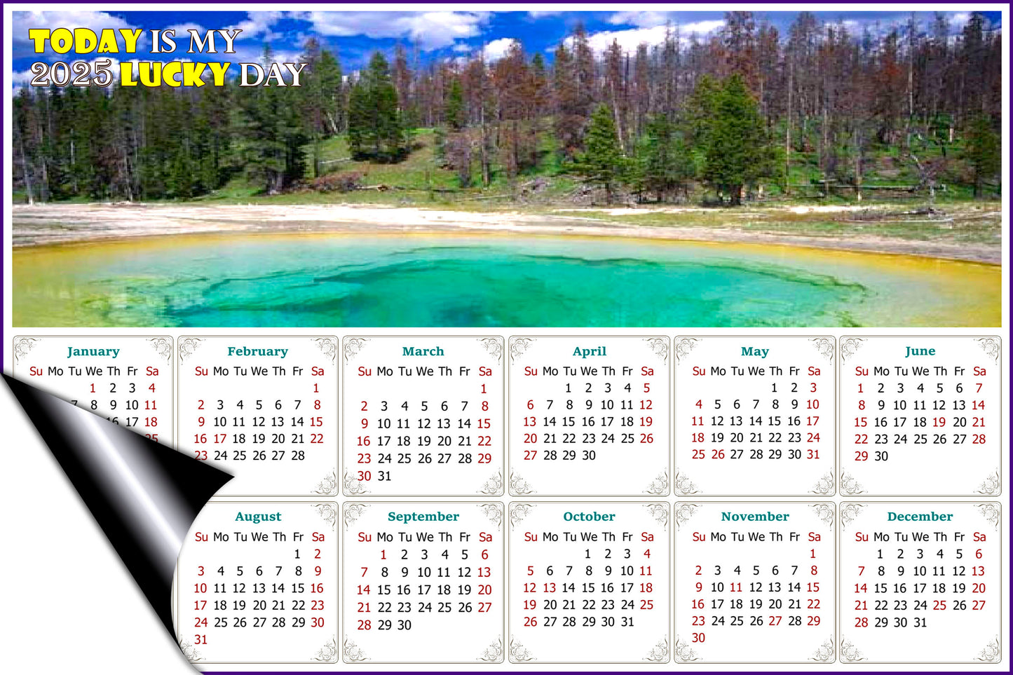 2025 Magnetic Calendar - Calendar Magnets - Today is my Lucky Day - Edition #29