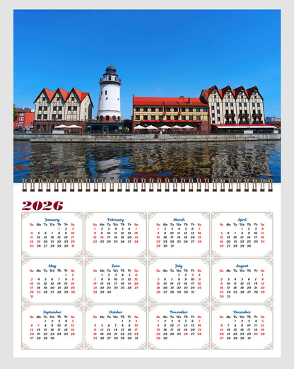 2025 Spiral-bound Wall Calendar (Lighthouses) - 12 Months Desktop/Wall Calendar/Planner