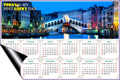 2025 Magnetic Calendar - Calendar Magnets - Today is My Lucky Day - Nightlife on The Canal