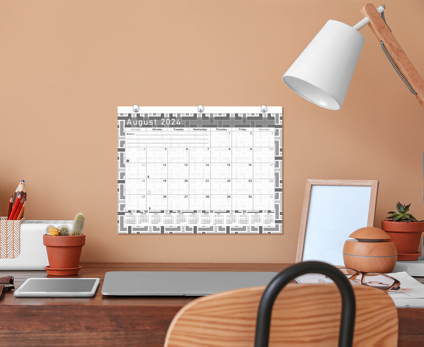 2024-2025 Academic Year 12 Months Student Calendar/Planner for 3-Ring Binder, Desk or Wall - Black&White - (Edition #014)