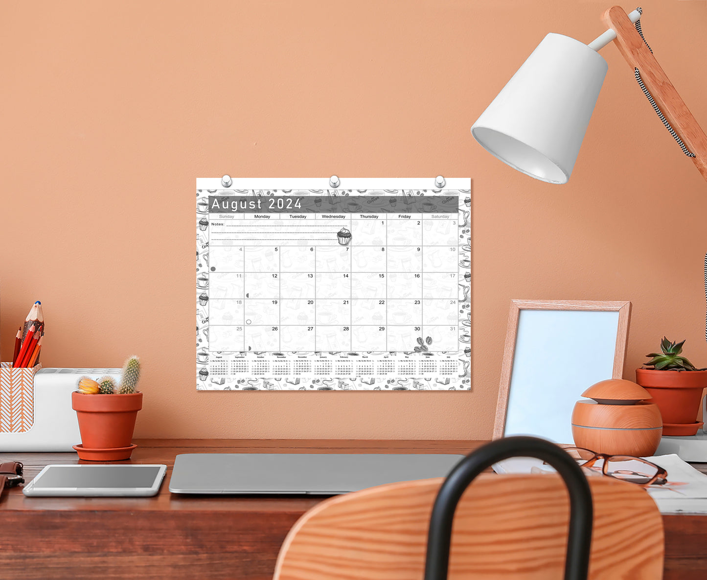 2024-2025 Academic Year 12 Months Student Calendar/Planner for 3-Ring Binder, Desk or Wall - Black&White - (Edition #026)