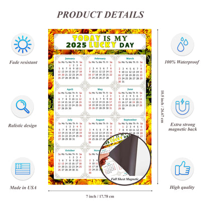 2025 Magnetic Calendar - Calendar Magnets - Today is my Lucky Day - (Fade, Tear, and Water Resistant) - Themed 030