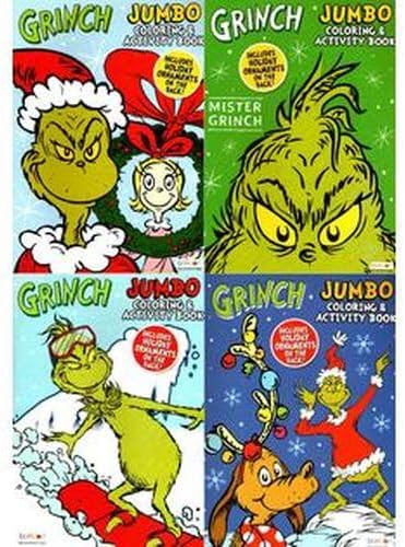 Grinch - Christmas Holiday Jumbo Coloring and Activity Books (Set of 4 Books)