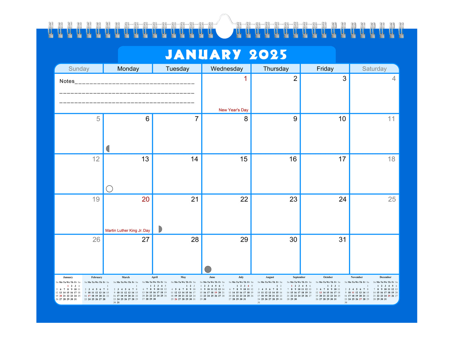 2024-2025 Monthly Spiral-Bound Wall / Desk Calendar - Desktop / Wall Blotter Calendar / Planner - (Edition #06)