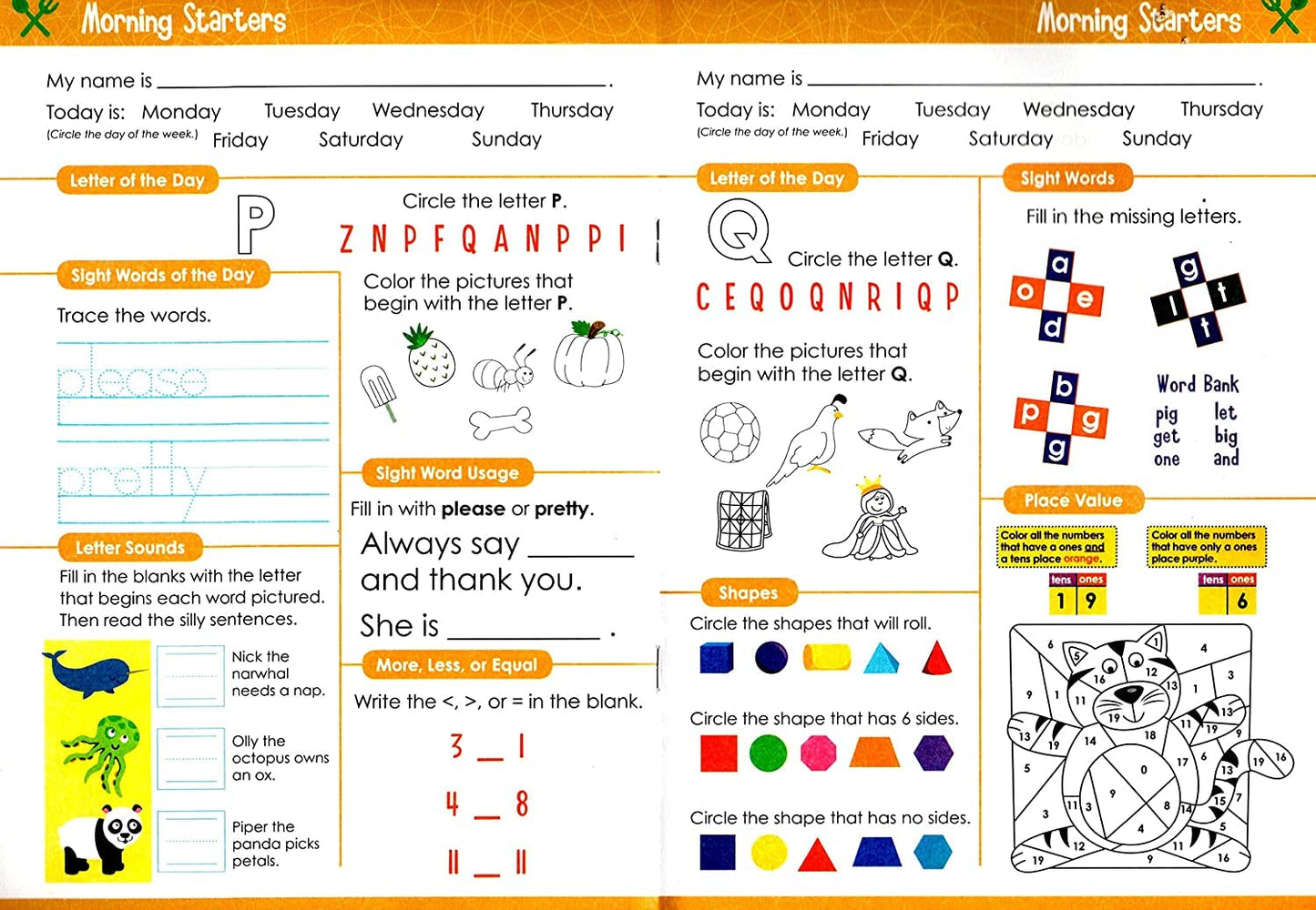 First Grade Includes: Reading - Math - Grammars & More - Morning Starters Educational Workbooks v14