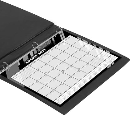 2024-2025 Academic Year 12 Months Student Calendar/Planner for 3-Ring Binder, Desk or Wall - Black&White - (Edition #012)