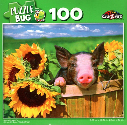 Sunny Flower Pig - 100 Pieces Jigsaw Puzzle for Adult