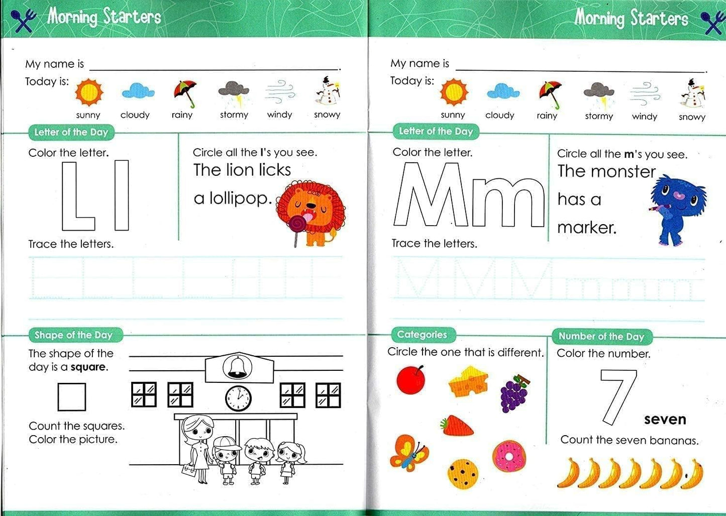 PRE-K Morning Starters Educational Workbooks -v3